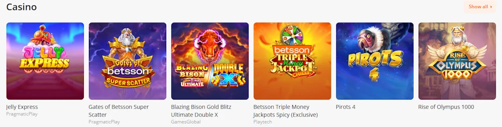Betsson Casino Games